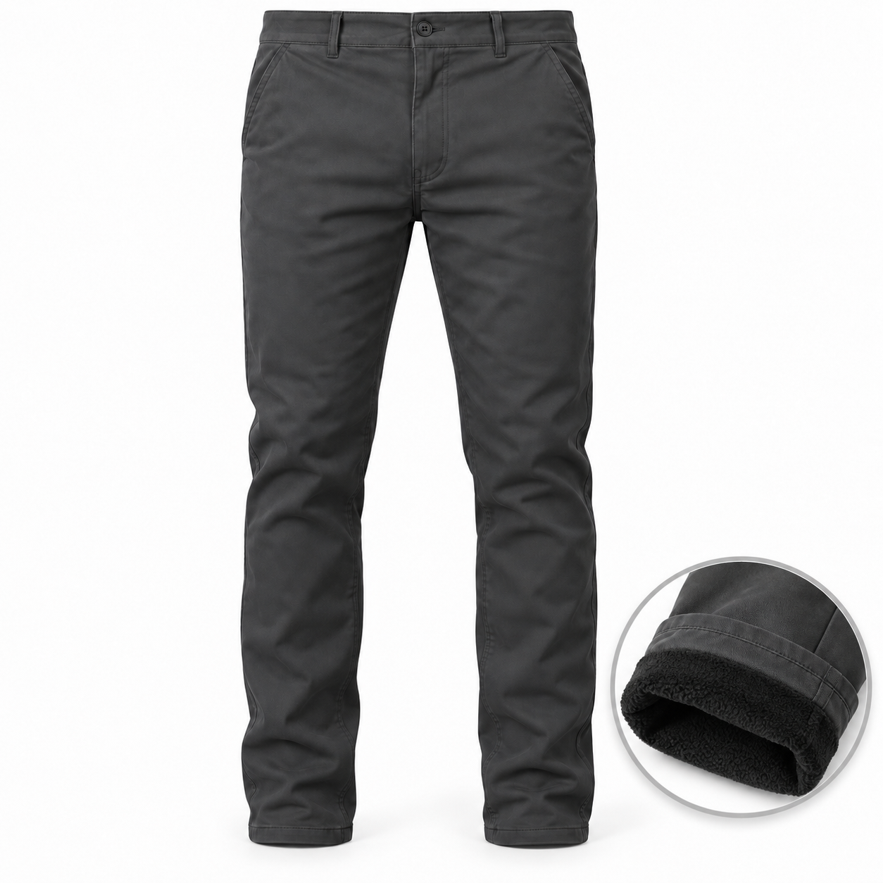Men’s Heavyweight Fleece-Lined Stretch Chino Uniform Work Pants (31” Inseam)