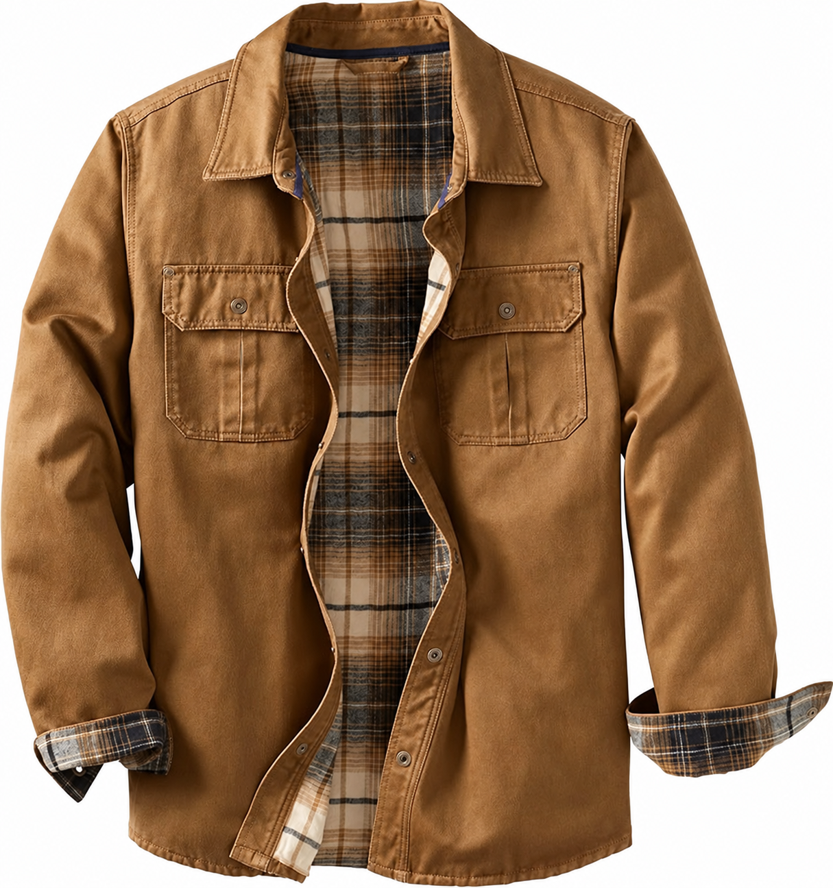 Men's Flannel Lined Shirt Jacket Waxed Cotton Water Resistant