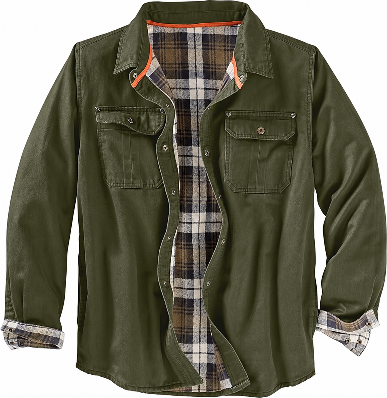 Men's Flannel Lined Shirt Jacket Waxed Cotton Water Resistant