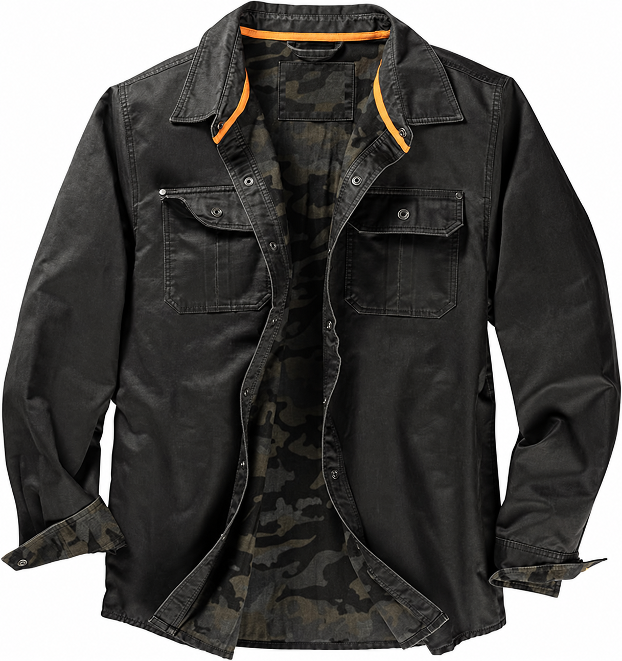 Men's Flannel Lined Shirt Jacket Waxed Cotton Water Resistant