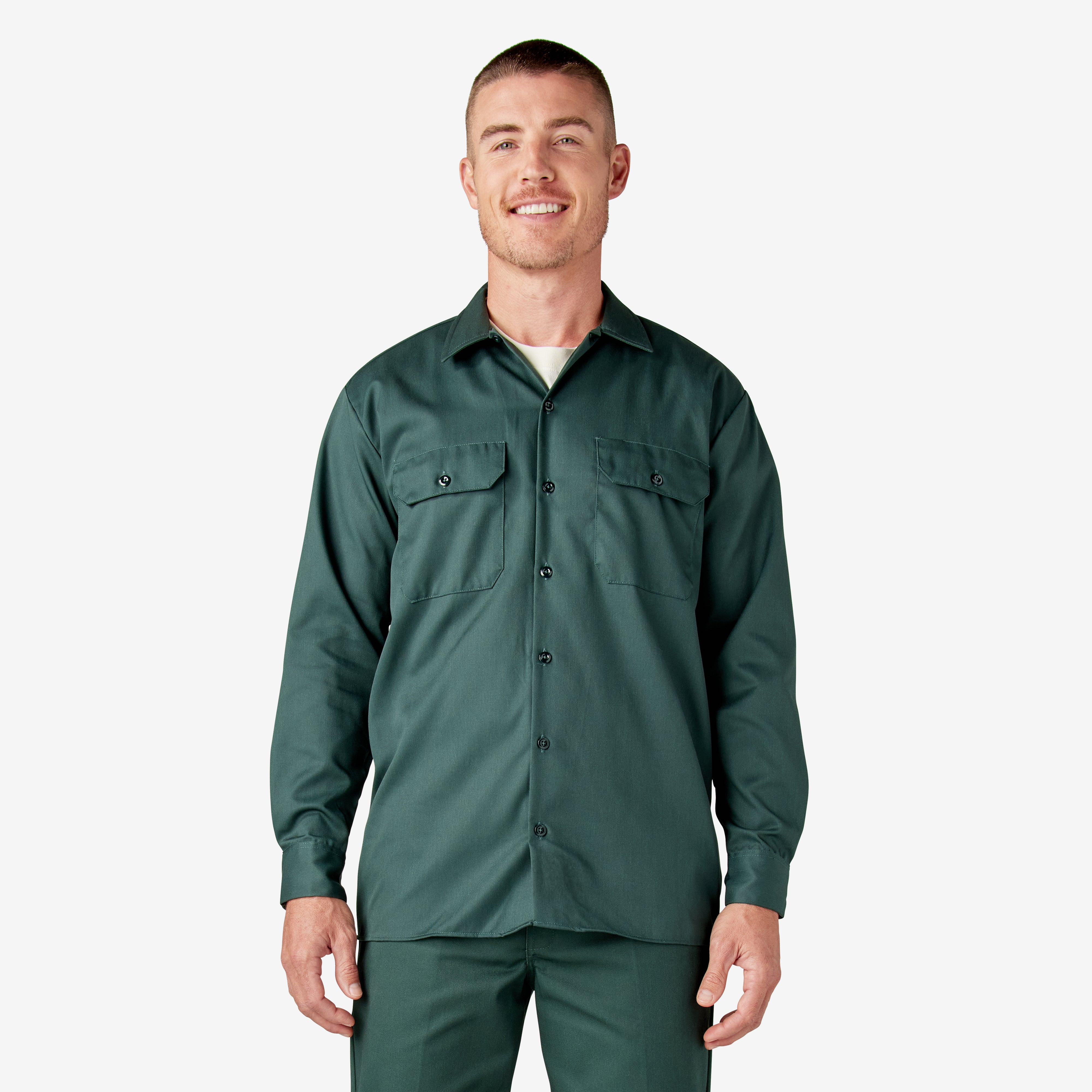 Men's Long Sleeve Twill Work Shirt - Hunter Green