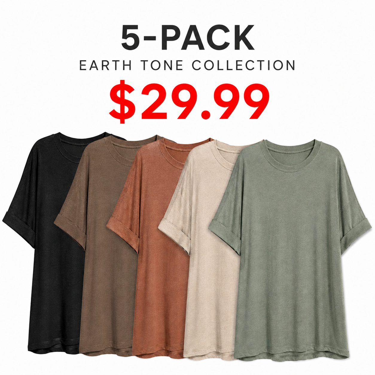 Earth Tone Collection 5-Pack - Black, Brown, Cinnamon, Desert Palm, Laurel Green