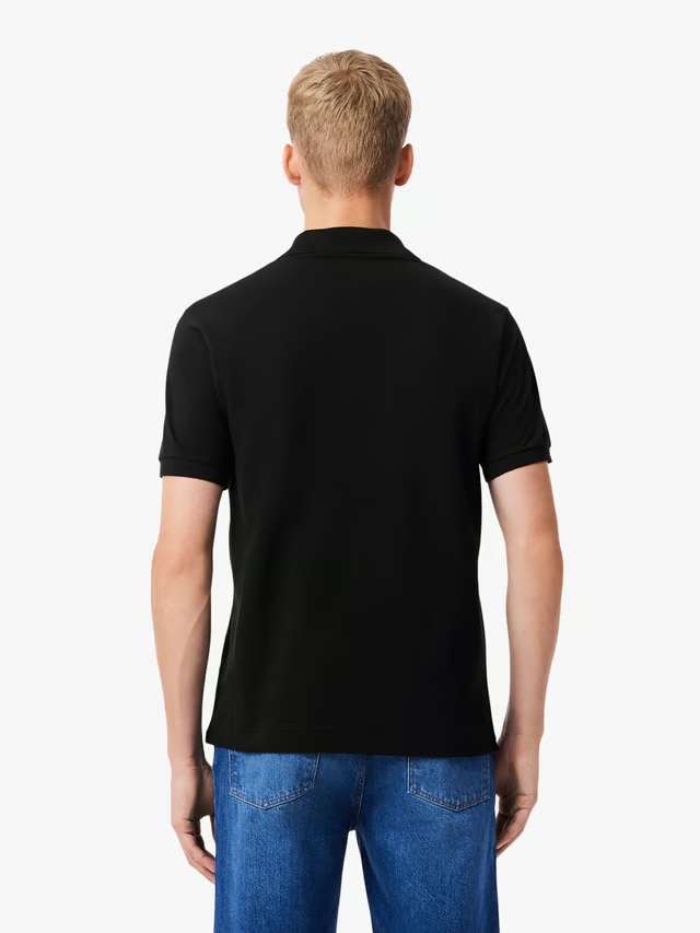 Men's black classic fit cotton polo back