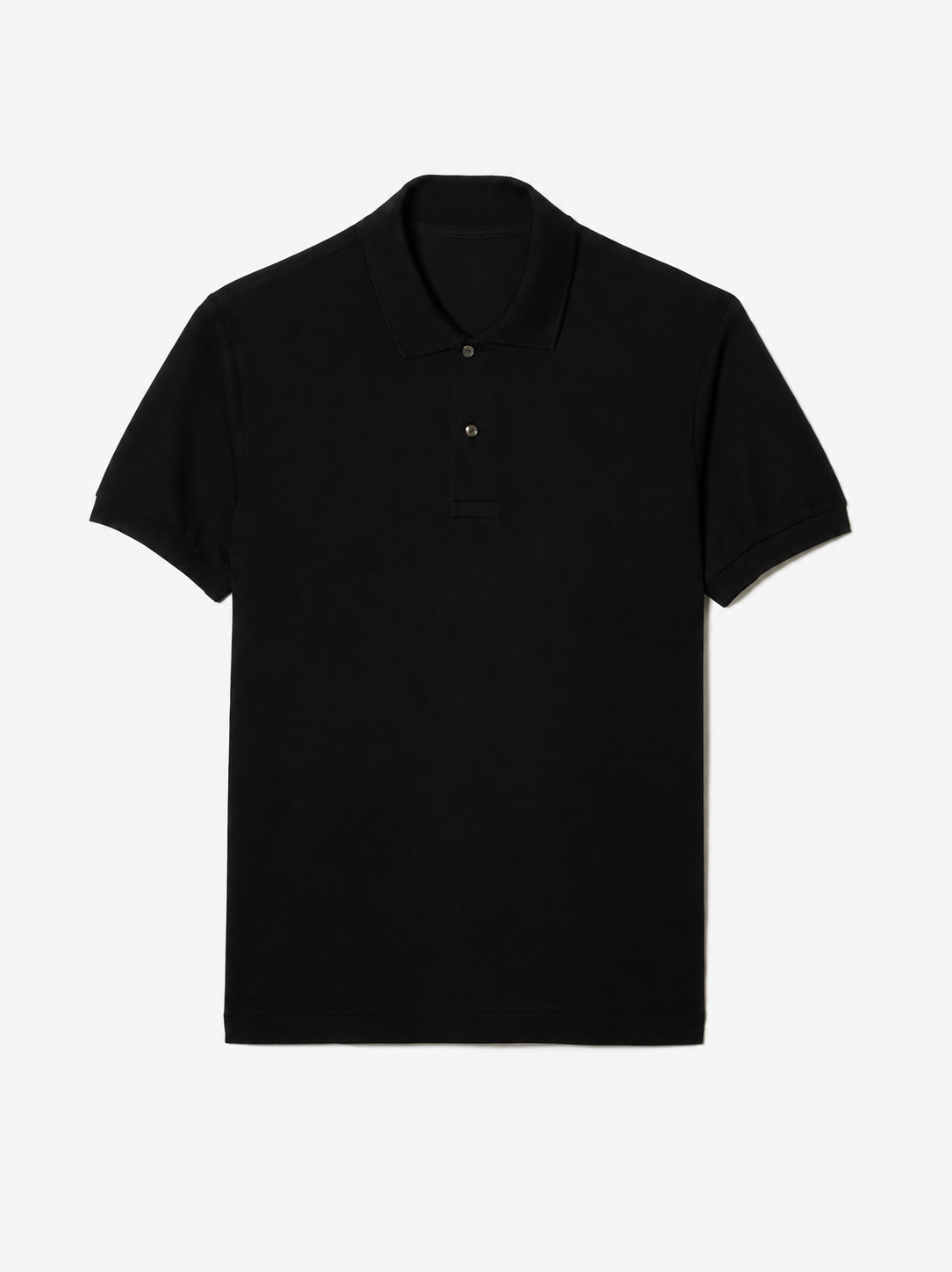 Men's black classic fit cotton polo flat lay clean