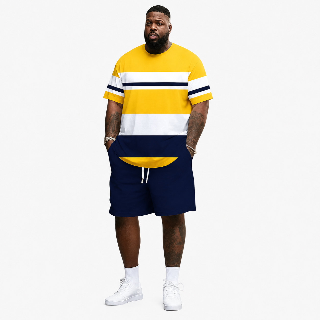 Men's Summer 2-Piece Set – Ultra-Breathable 3D Print Tee & Shorts, All-Day Comfort