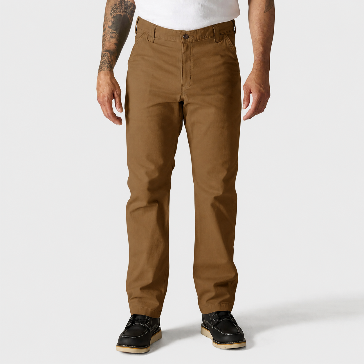 Men's Relaxed Straight Stretch Canvas Work Pants - Brown