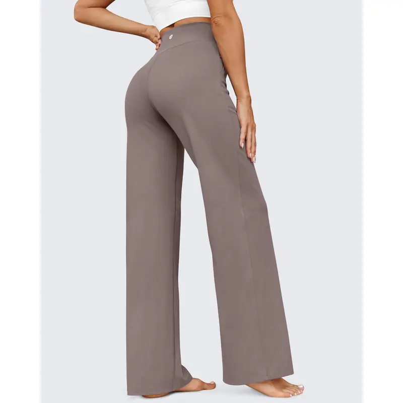 Women's High-Waist Wide-Leg Yoga Pants with Pockets - Detail 3