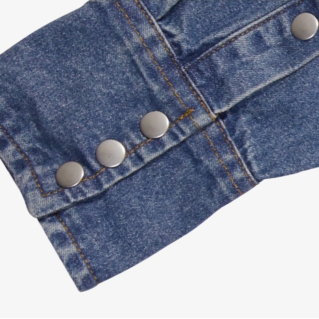 Men's Stonewashed Denim Long Sleeve Work Shirt - Adjustable Snap Cuff