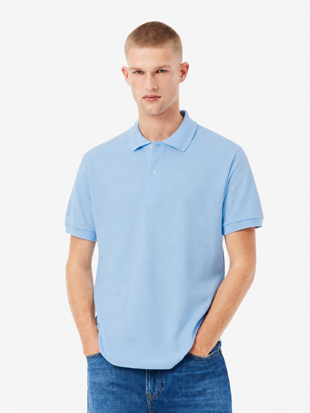 Men's classic fit textured cotton polo - Overview
