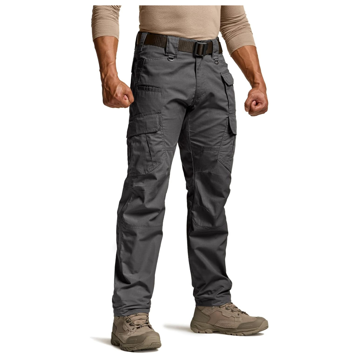 Men's Water-Resistant Ripstop Tactical Cargo Work Pants - Charcoal