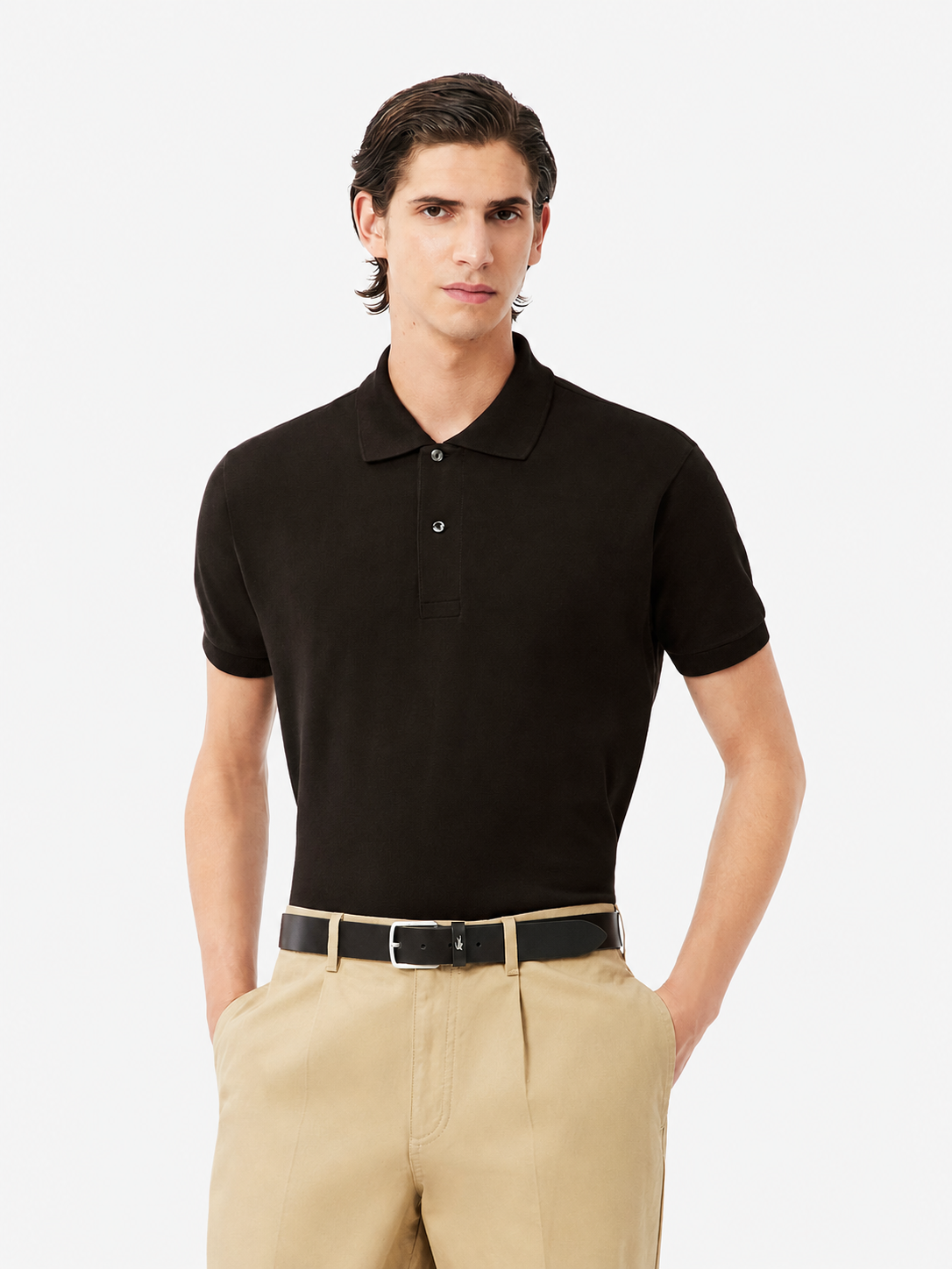 Men's classic fit textured cotton polo - Port