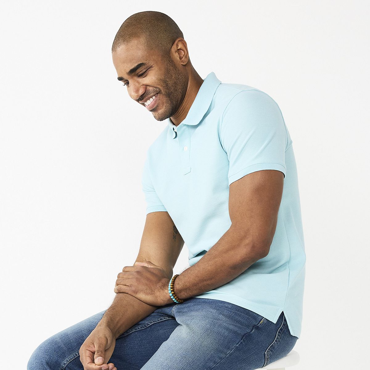 Men's Classic Short Sleeve Pique Polo - Side profile and sleeve fit
