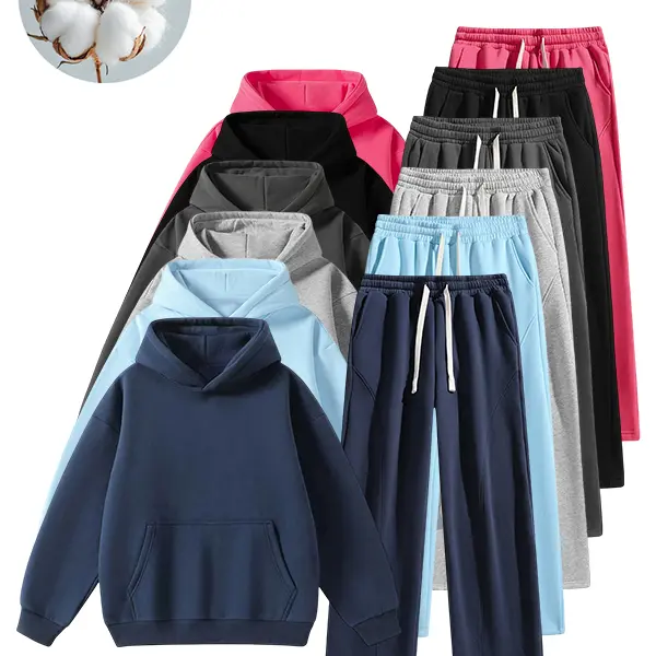 Unisex 2-Piece Pullover Hoodie & Wide-Leg Sweatpants Set - View 1