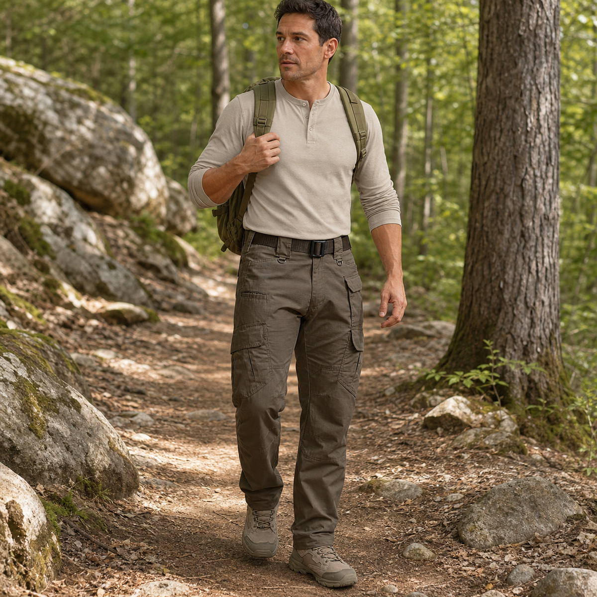 Men's Water-Resistant Ripstop Tactical Cargo Work Pants - Day Hike