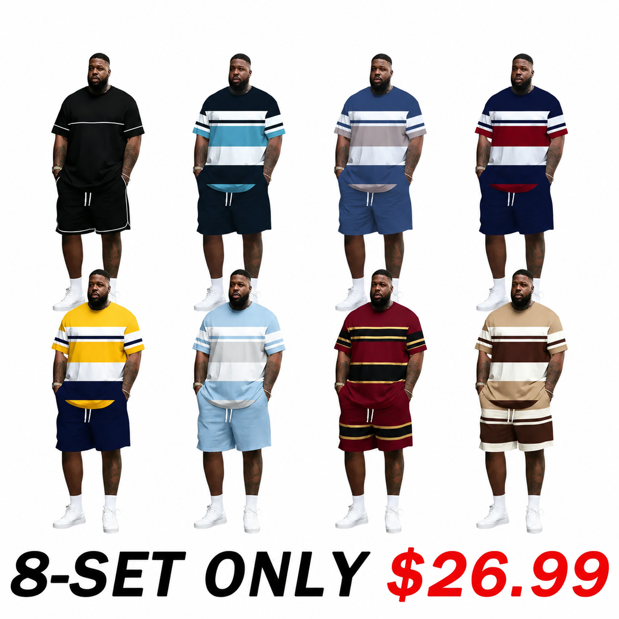 Men's Summer 2-Piece Set – Ultra-Breathable 3D Print Tee & Shorts, All-Day Comfort