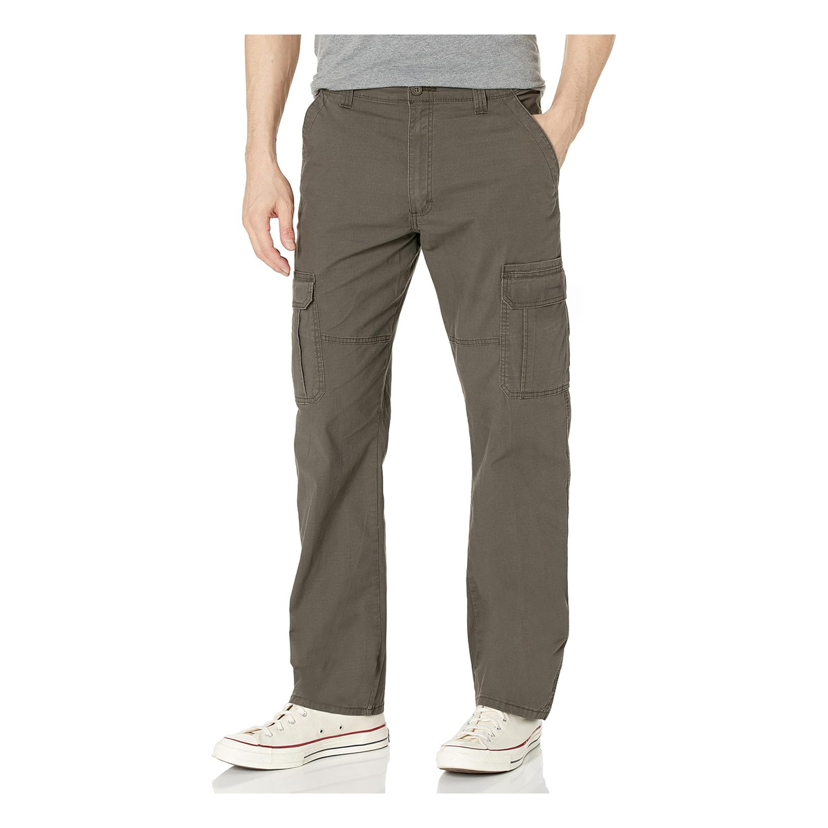 Men's Relaxed Fit Stretch Cargo Pants with 6 Pockets - Olive Drab