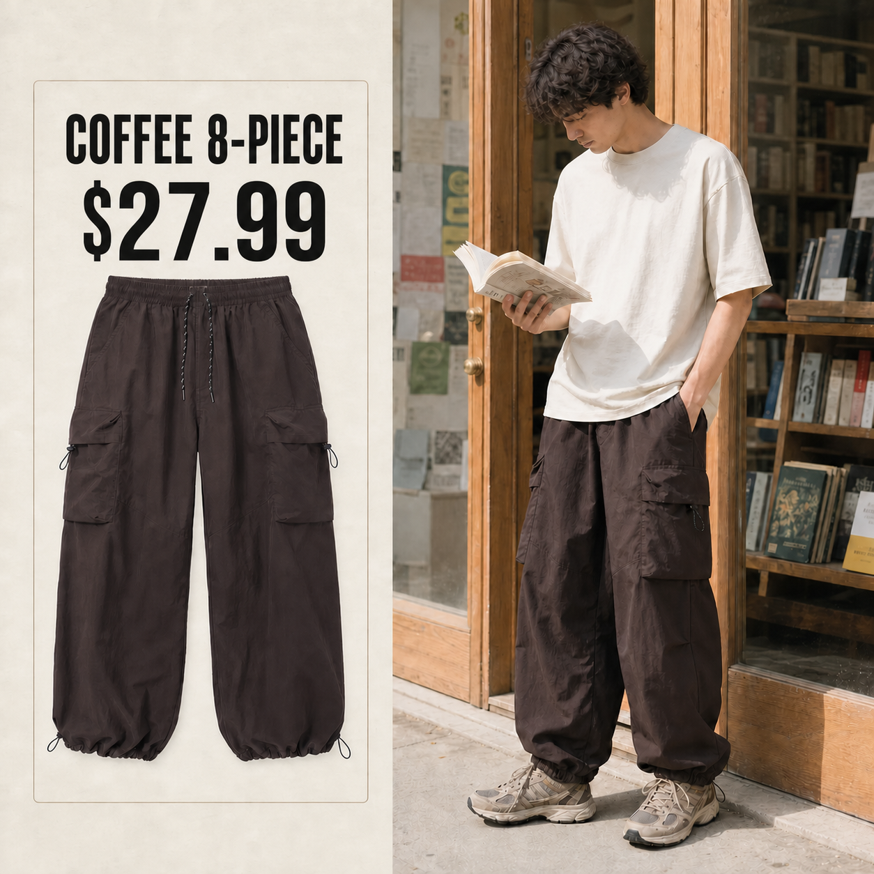 Coffee cargo pants eight-piece bundle