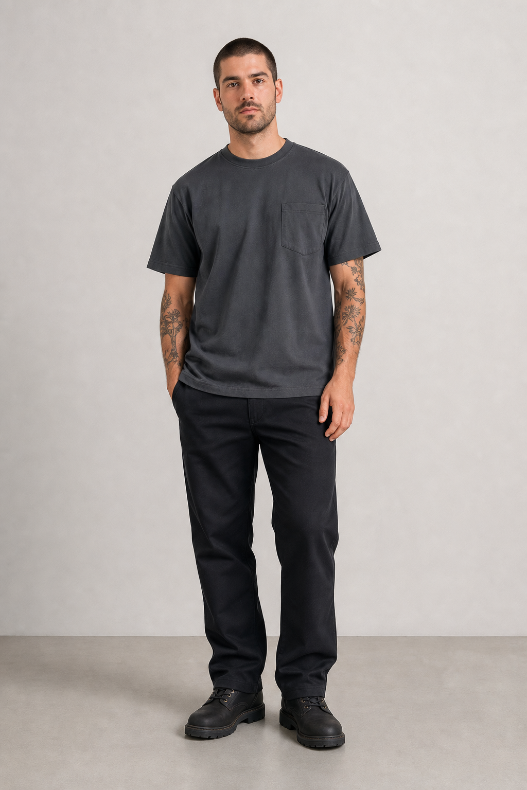 Men's Heavyweight Relaxed-Fit Short-Sleeve Pocket Work T-Shirt - Relaxed fit guide