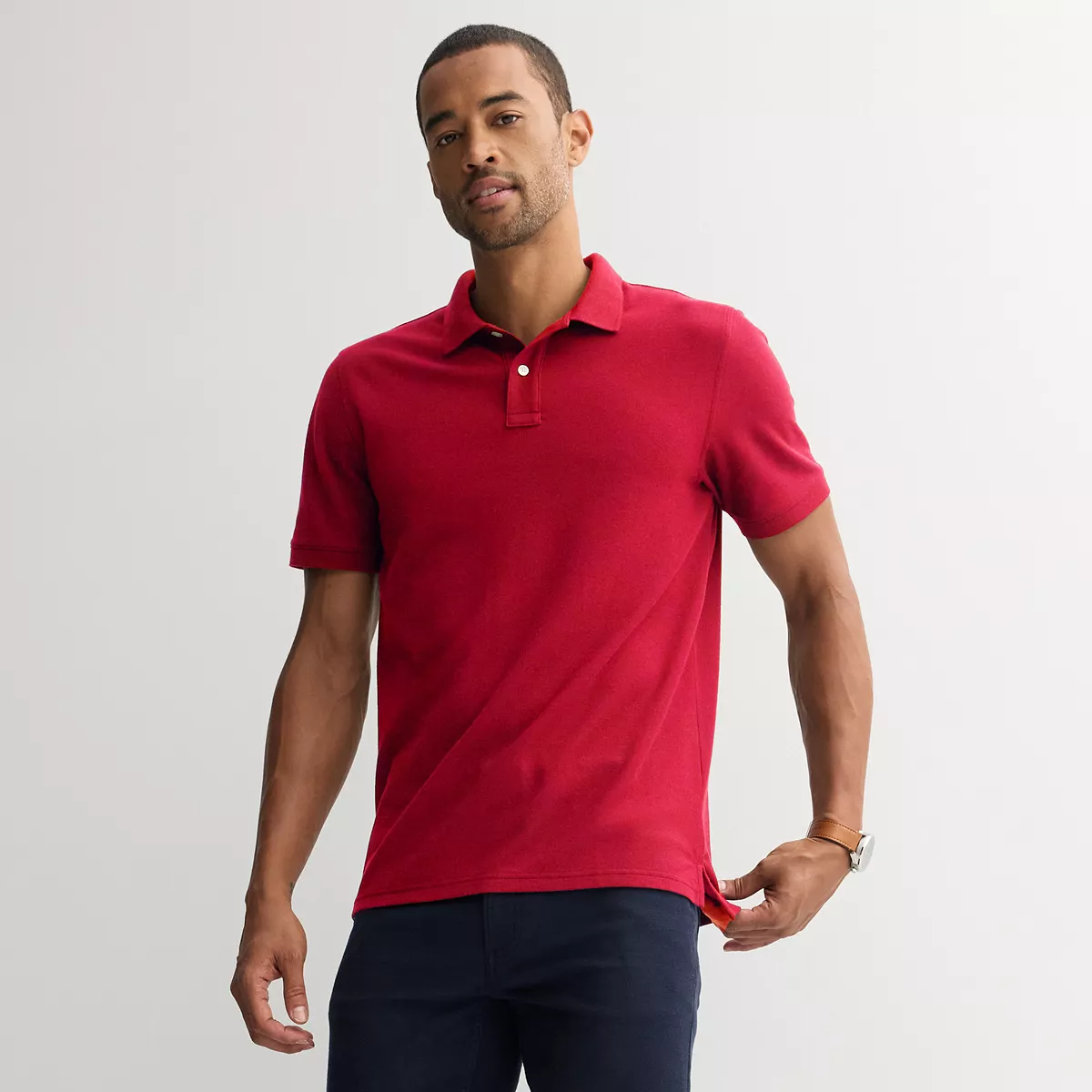Men's Classic Short Sleeve Pique Polo - Bright Red