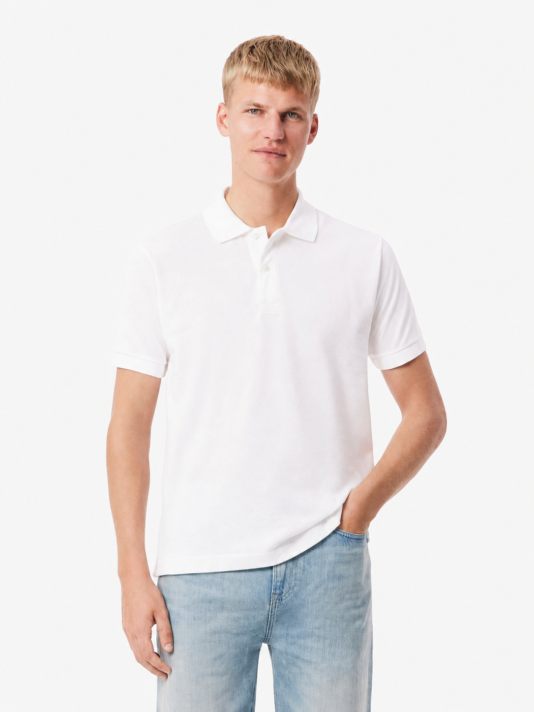 Men's classic fit textured cotton polo - White