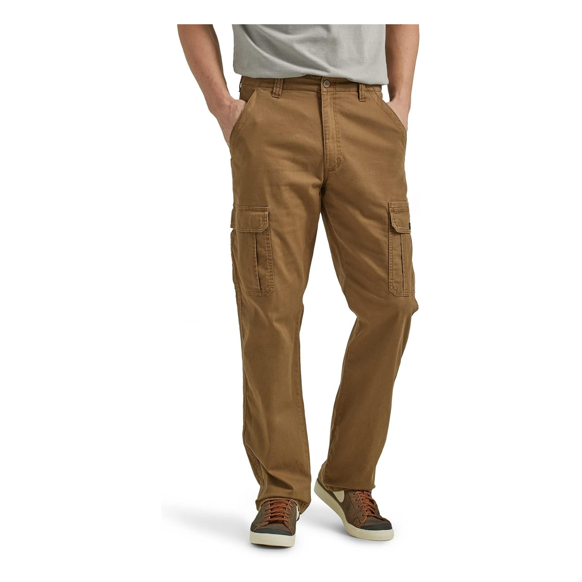 Men's Relaxed Fit Stretch Cargo Pants with 6 Pockets - Kangaroo