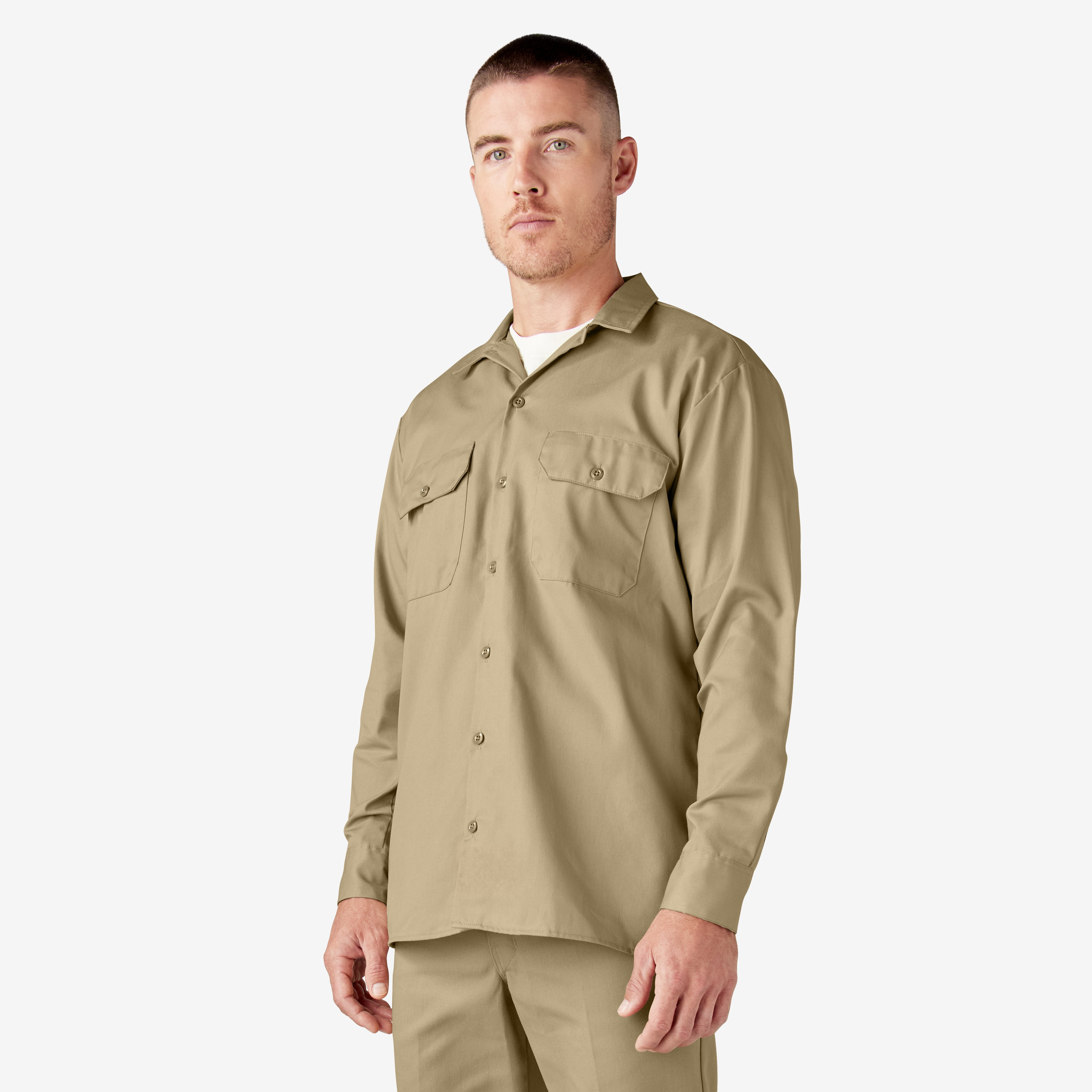 Men's Long Sleeve Twill Work Shirt - Khaki