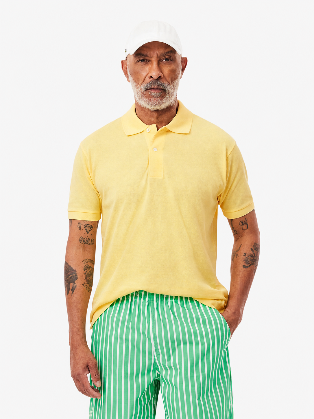 Men's classic fit textured cotton polo - Yellow