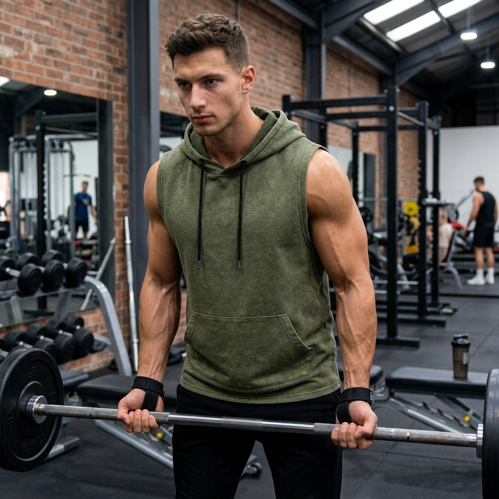 Mens 2026 Vintage Washed Sleeveless Hoodie Tank Top Cotton Muscle Workout Gym Streetwear Shirt