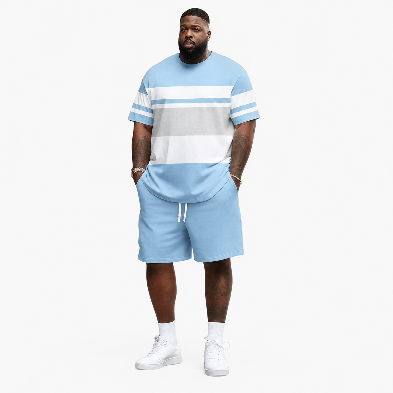Men's Summer 2-Piece Set – Ultra-Breathable 3D Print Tee & Shorts, All-Day Comfort