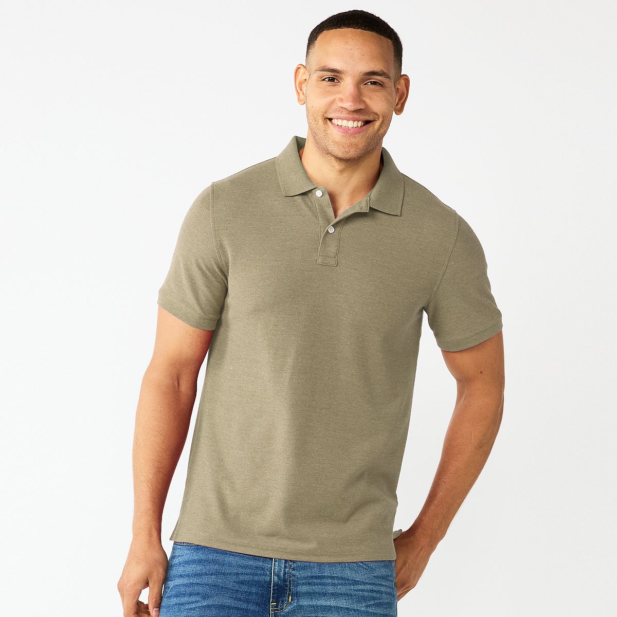 Men's Classic Short Sleeve Pique Polo - Beige Texture