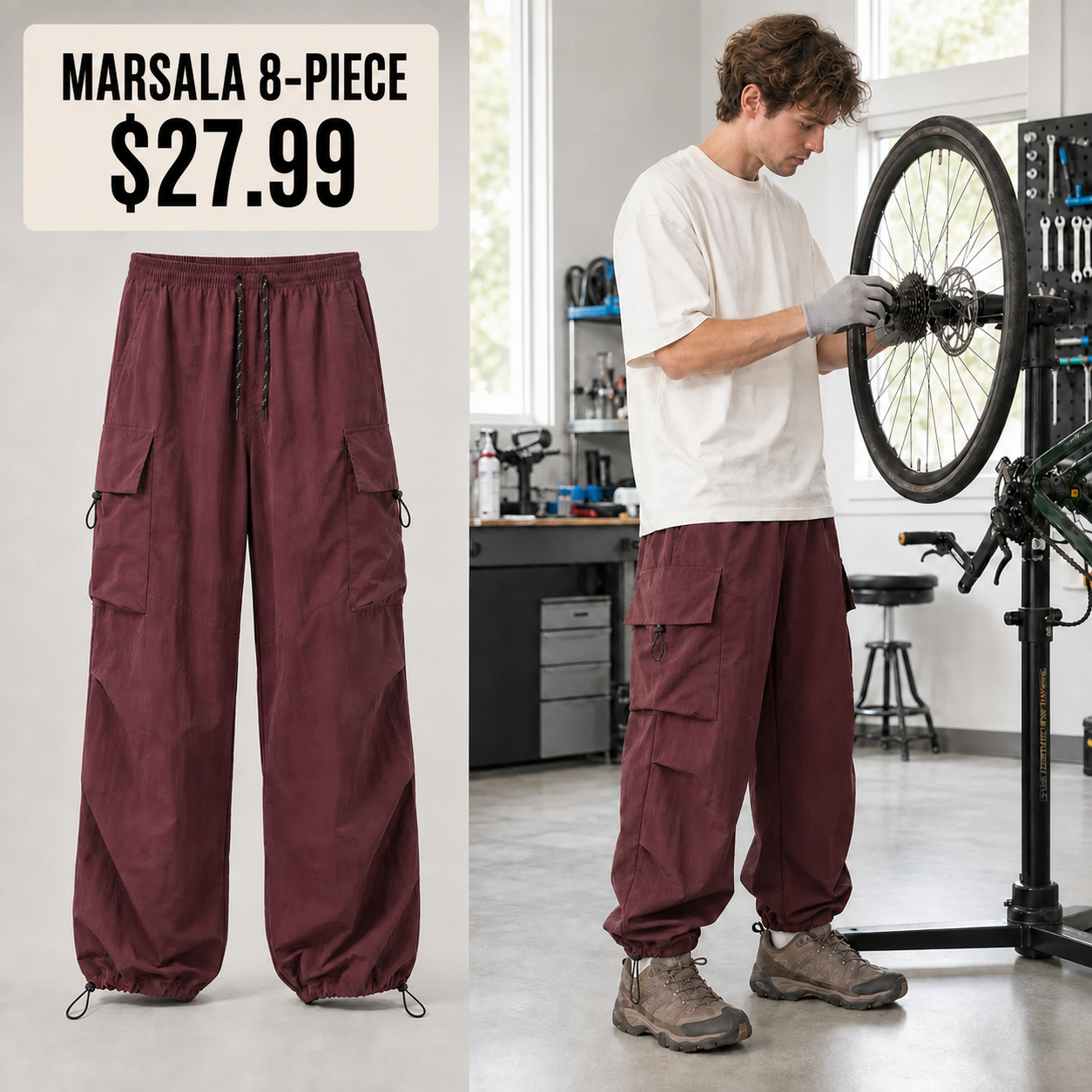 Marsala cargo pants eight-piece bundle