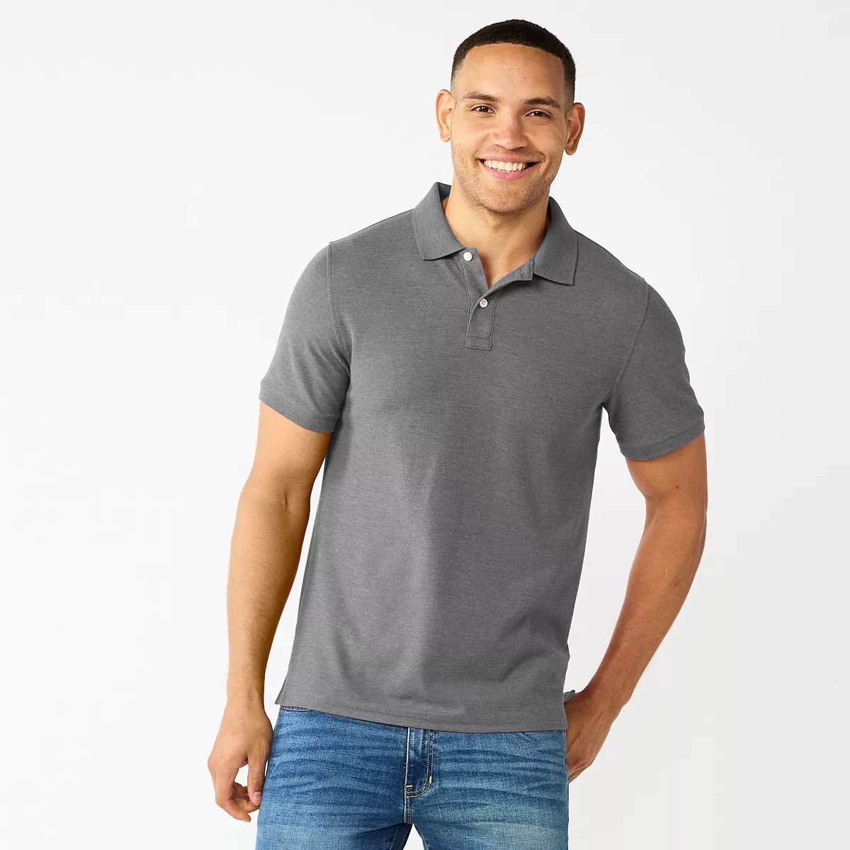 Men's Classic Short Sleeve Pique Polo - Medium Mineral