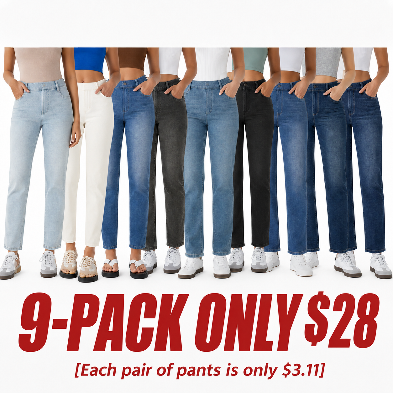 Women's High-Waisted Stretch Denim Pants