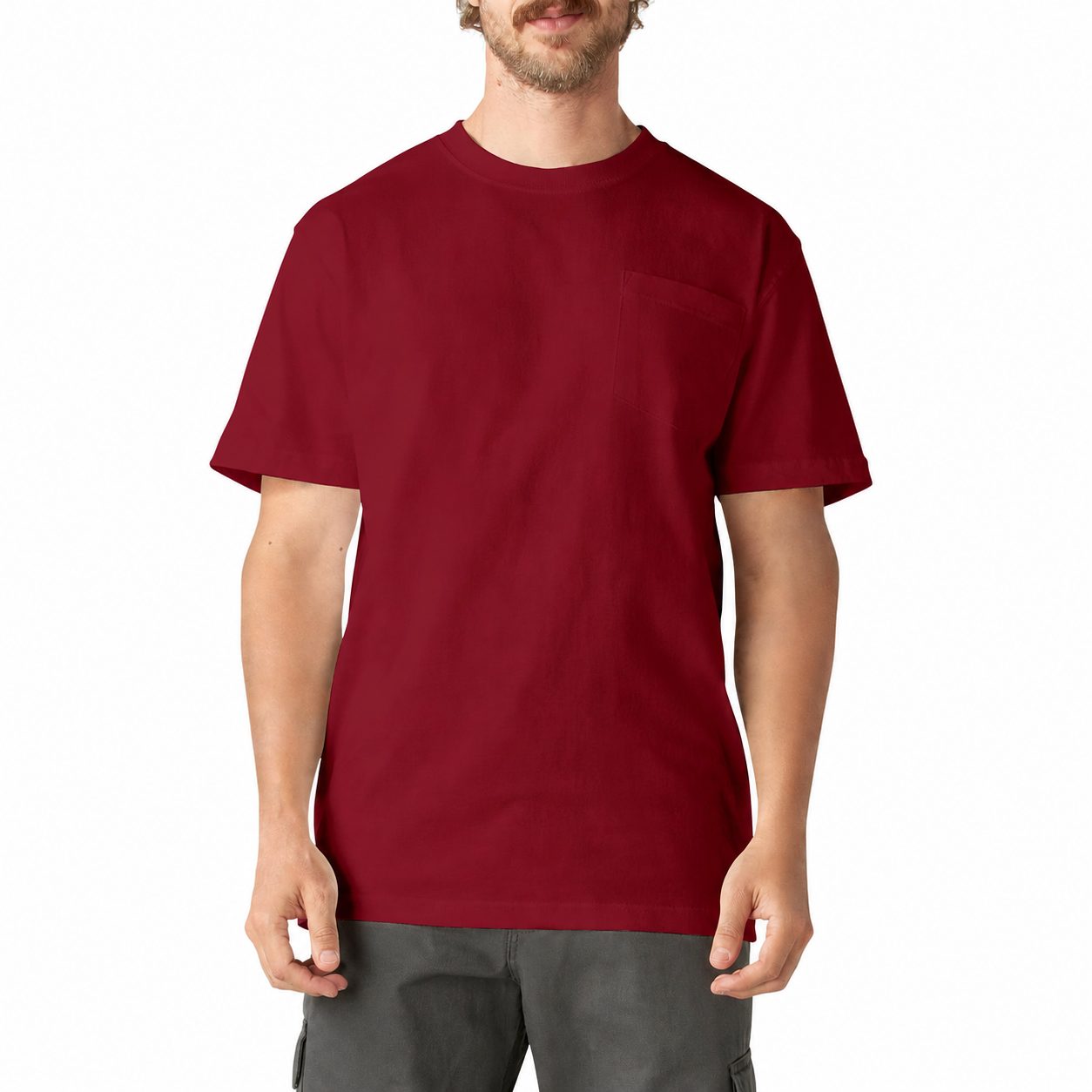 Men's Heavyweight Relaxed-Fit Short-Sleeve Pocket Work T-Shirt - English Red