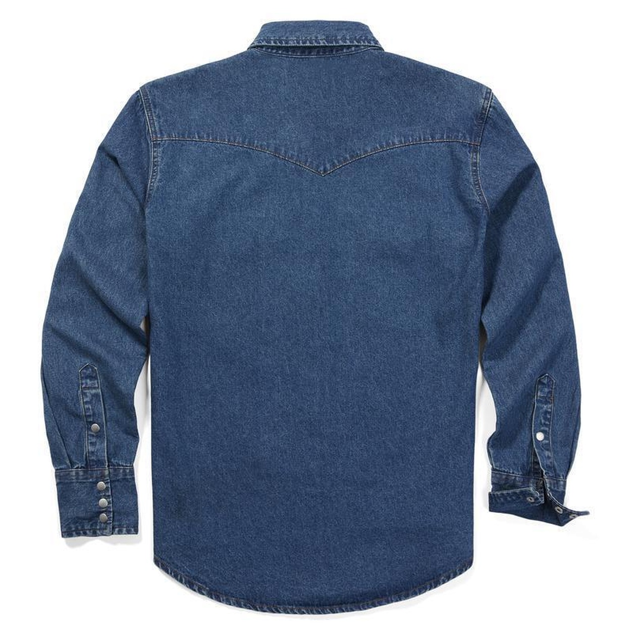 Men's Stonewashed Denim Long Sleeve Work Shirt - Back Product View