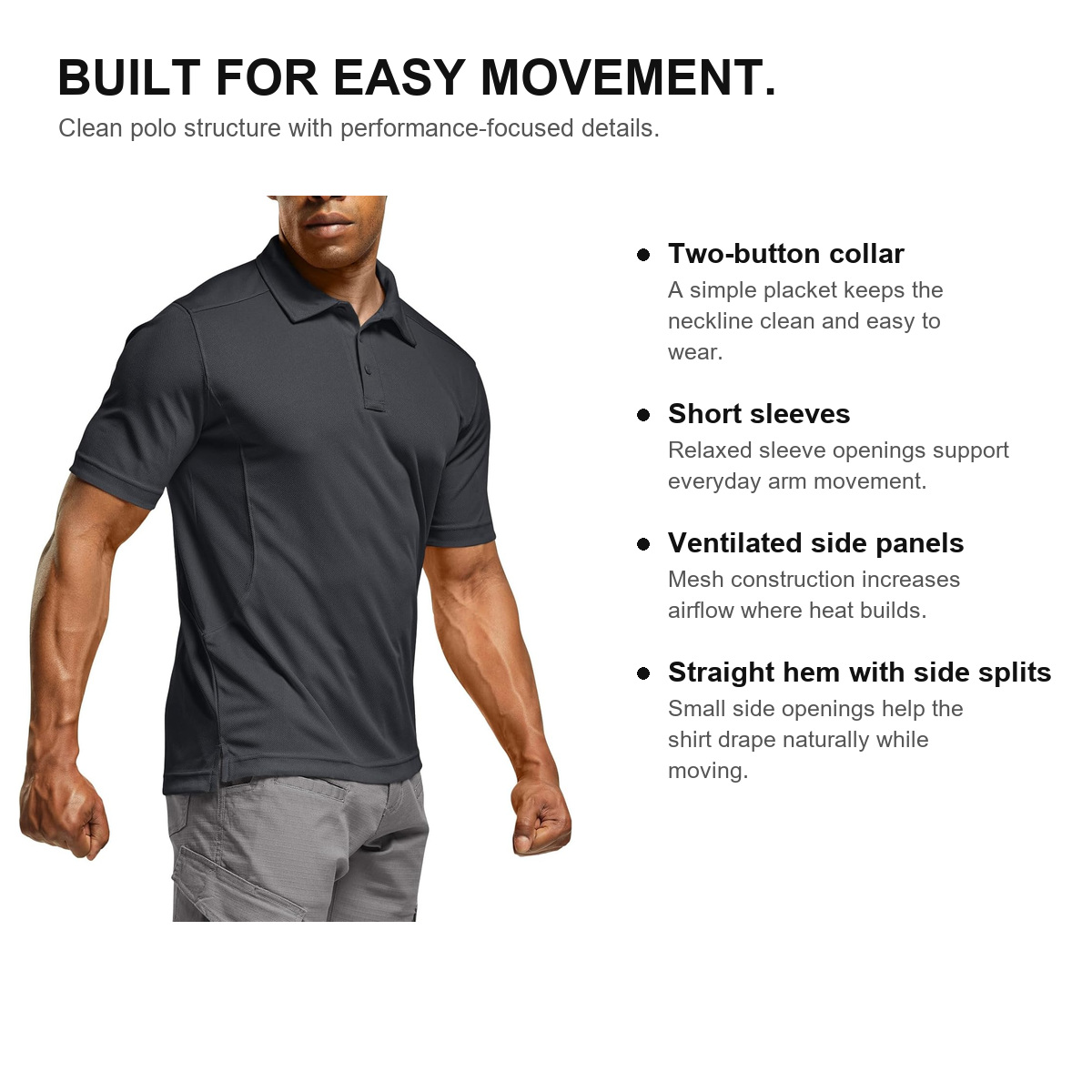 Men's Quick-Dry Stretch Performance Polo Shirt - Construction Details