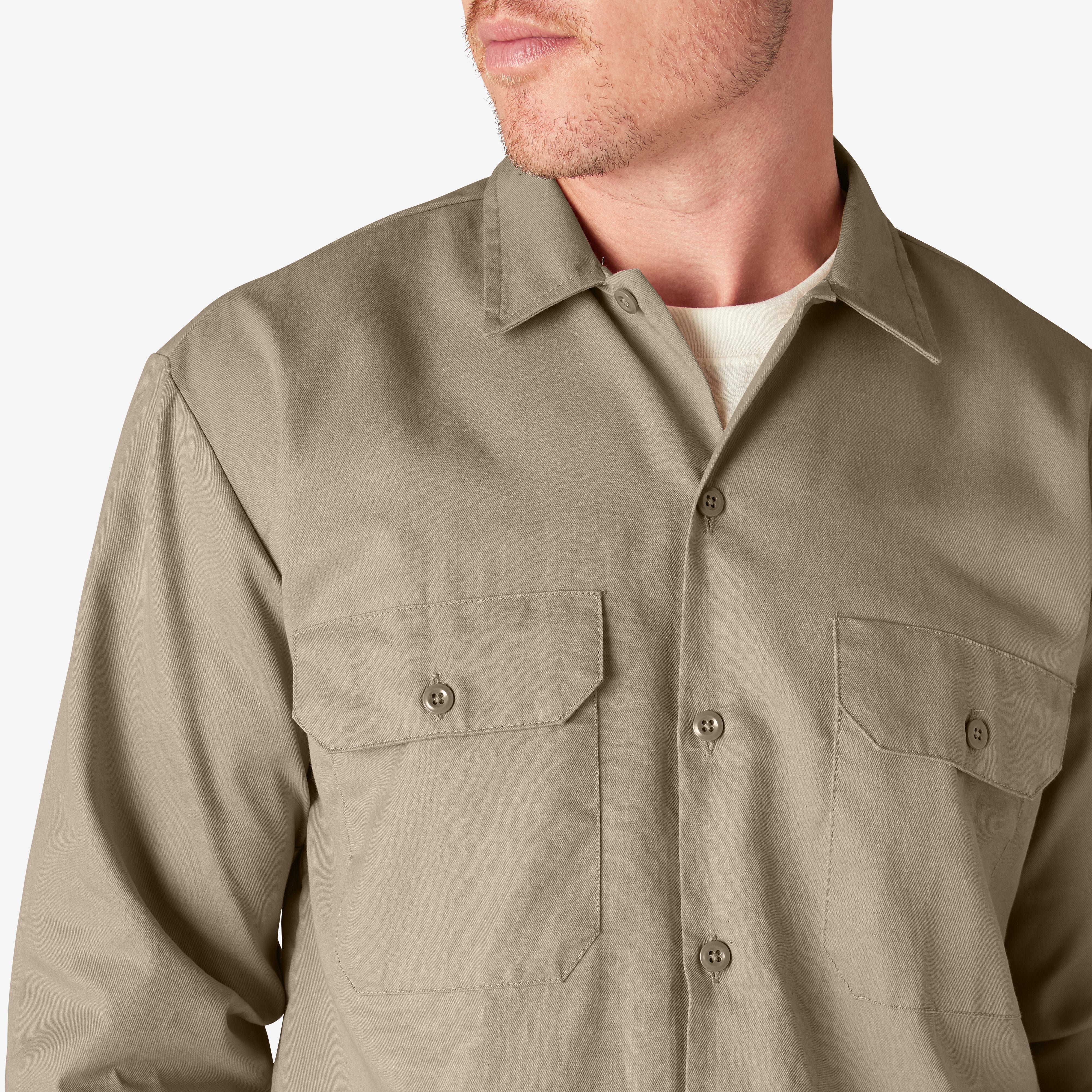Men's Long Sleeve Twill Work Shirt - Collar and Chest Pockets