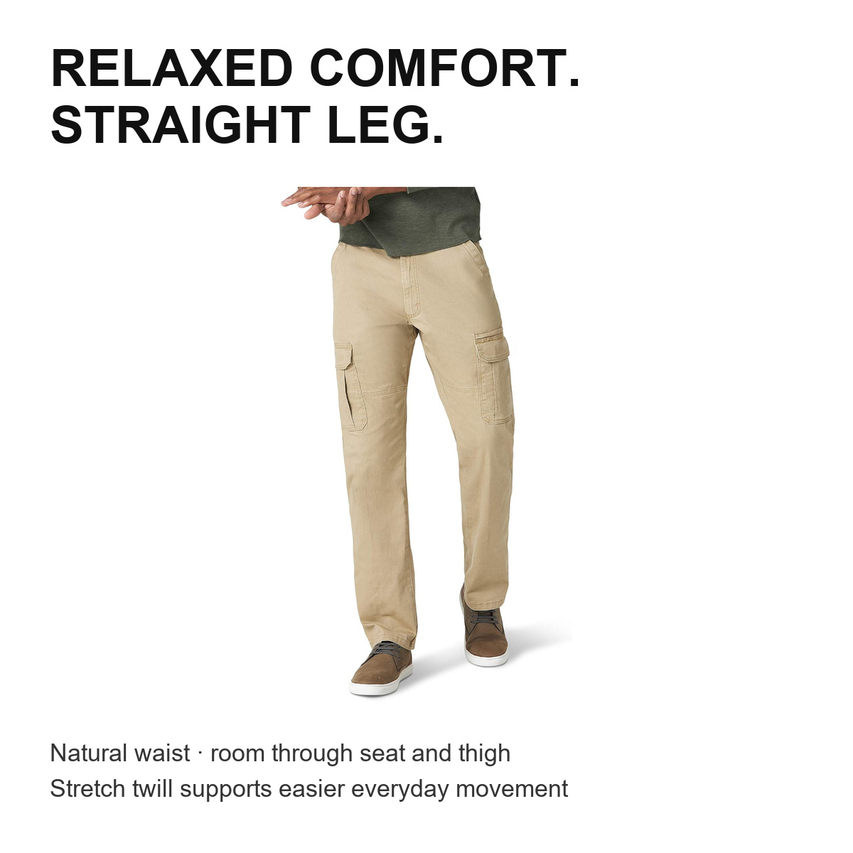 Men's Relaxed Fit Stretch Cargo Pants with 6 Pockets - Relaxed Fit Overview
