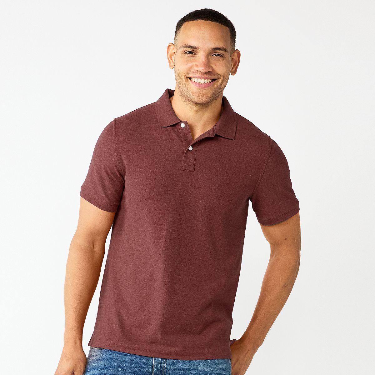Men's Classic Short Sleeve Pique Polo - Burnt Cherry