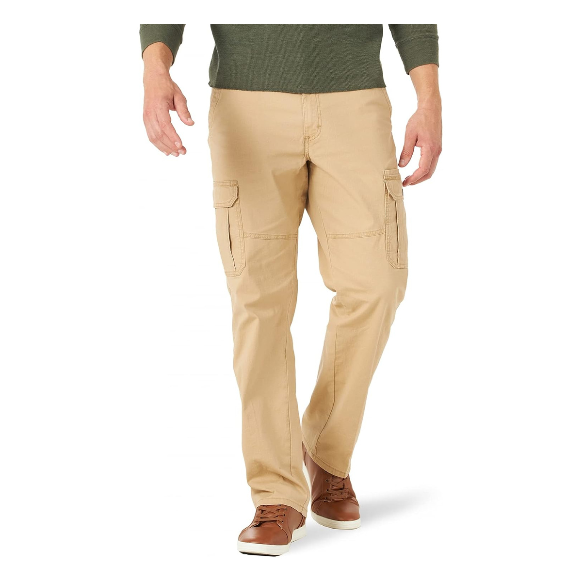 Men's Relaxed Fit Stretch Cargo Pants with 6 Pockets - Travertine Ripstop