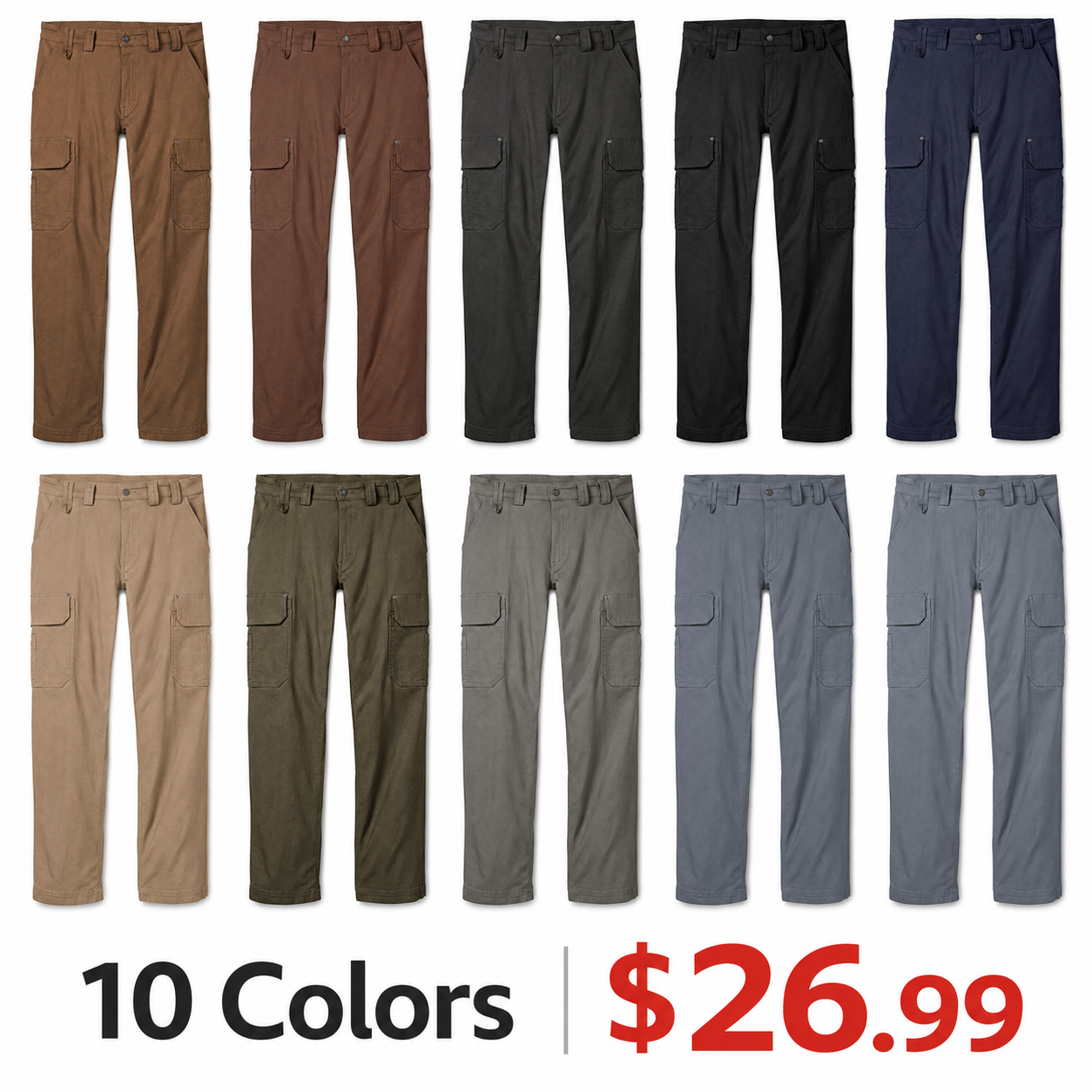 Men's Relaxed Fit Stretch Canvas Cargo Work Pants