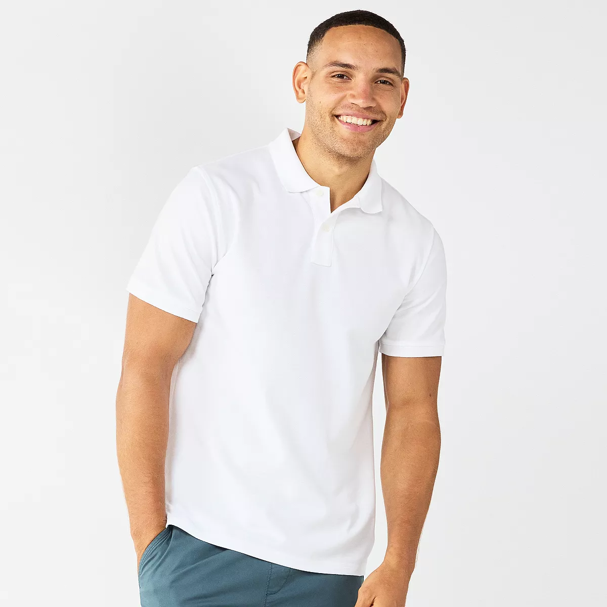 Men's Classic Short Sleeve Pique Polo - Modern White