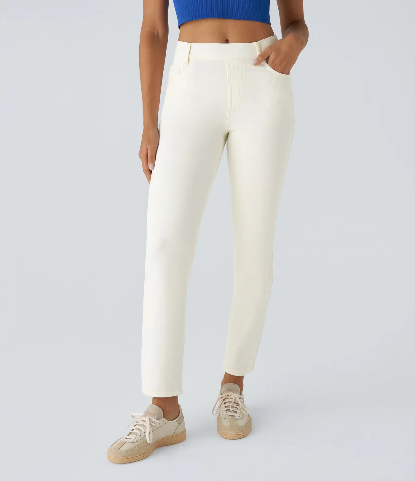 High Waisted Pockets Straight Leg Washed Casual Jeans