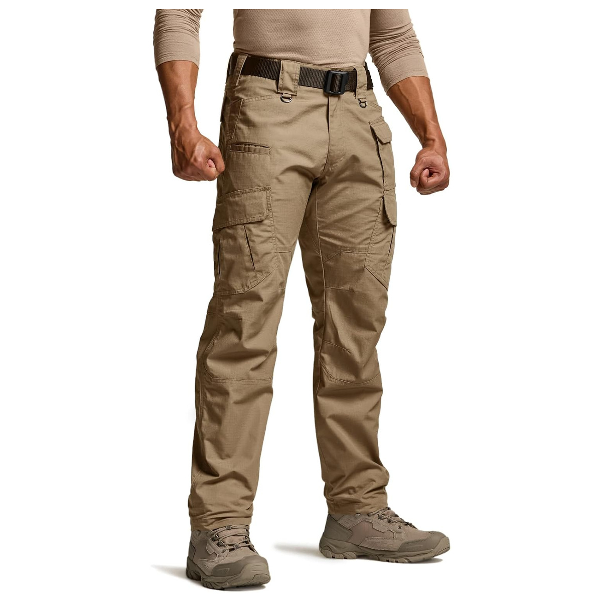 Men's Water-Resistant Ripstop Tactical Cargo Work Pants - Cougar