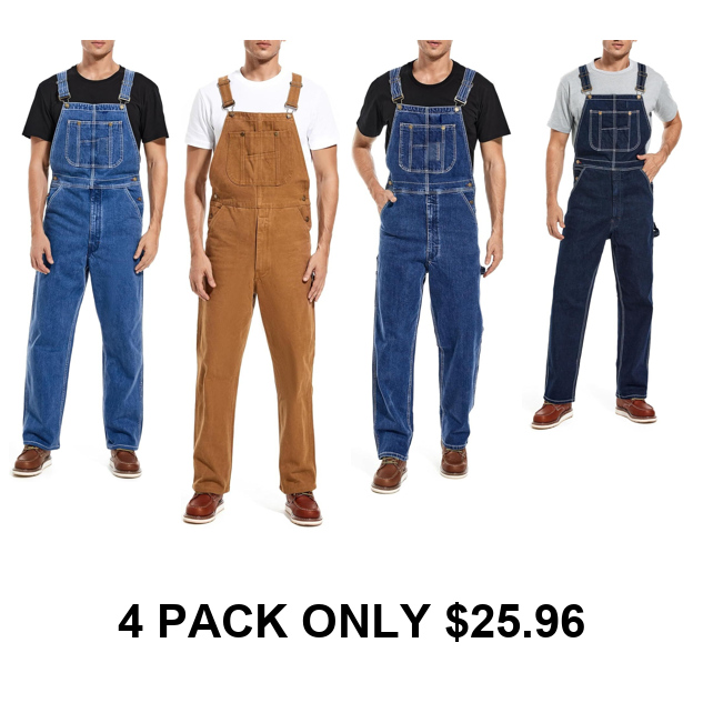 Men's Stonewashed Denim Bib Overalls - Debranded Official Gallery 01