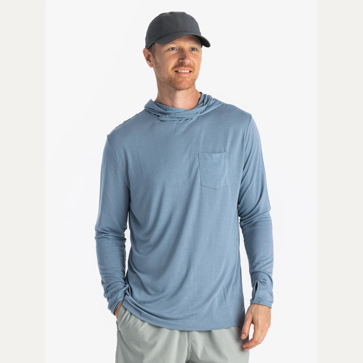 Men's Lightweight Bamboo-Blend Sun Hoodie - Blue Fog