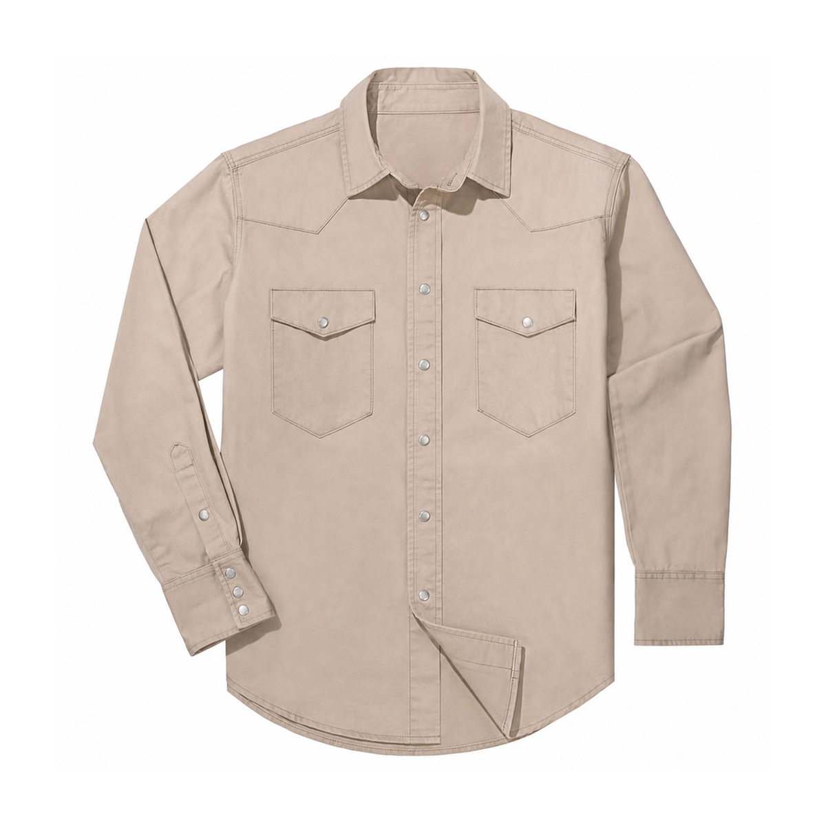 Men's Stonewashed Denim Long Sleeve Work Shirt - Taupe 8-Pack