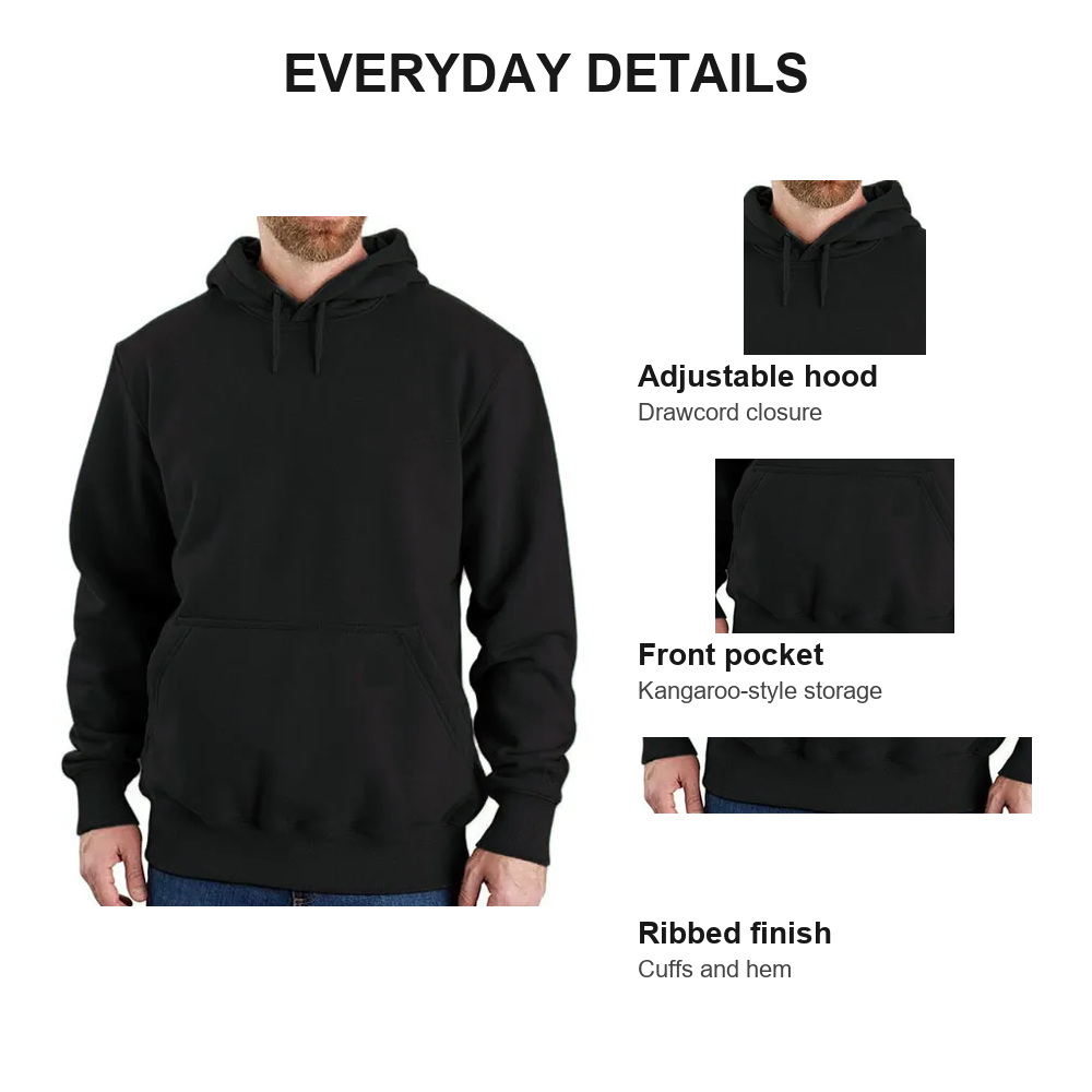 Men's Loose-Fit Pullover Hoodie Multipacks - Structure and Details