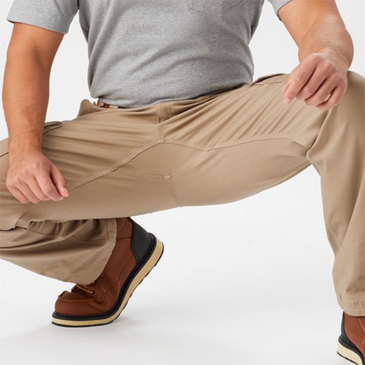 Men's Relaxed Fit Stretch Canvas Cargo Work Pants - Gusseted Movement