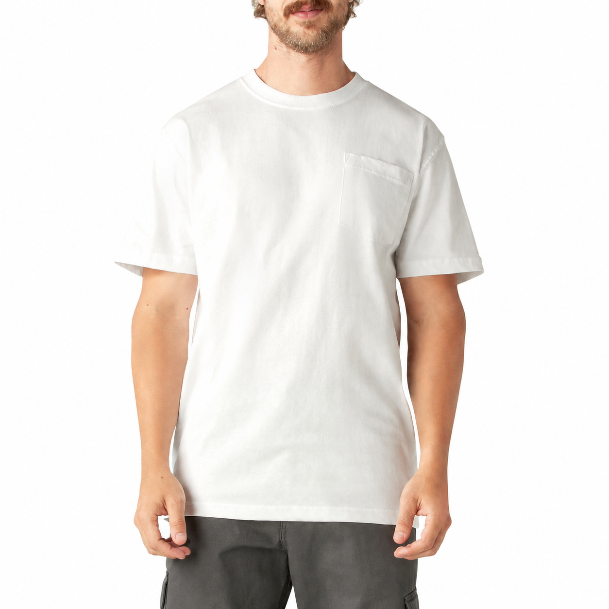Men's Heavyweight Relaxed-Fit Short-Sleeve Pocket Work T-Shirt - White